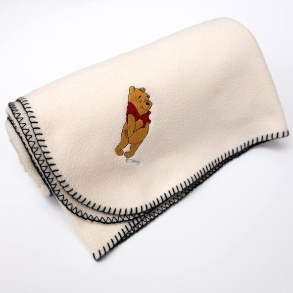 Crown Crafts Other - Vintage Disney Winnie The Pooh Baby Blanket 45"x58" Fleece Embroidered Soft Cozy